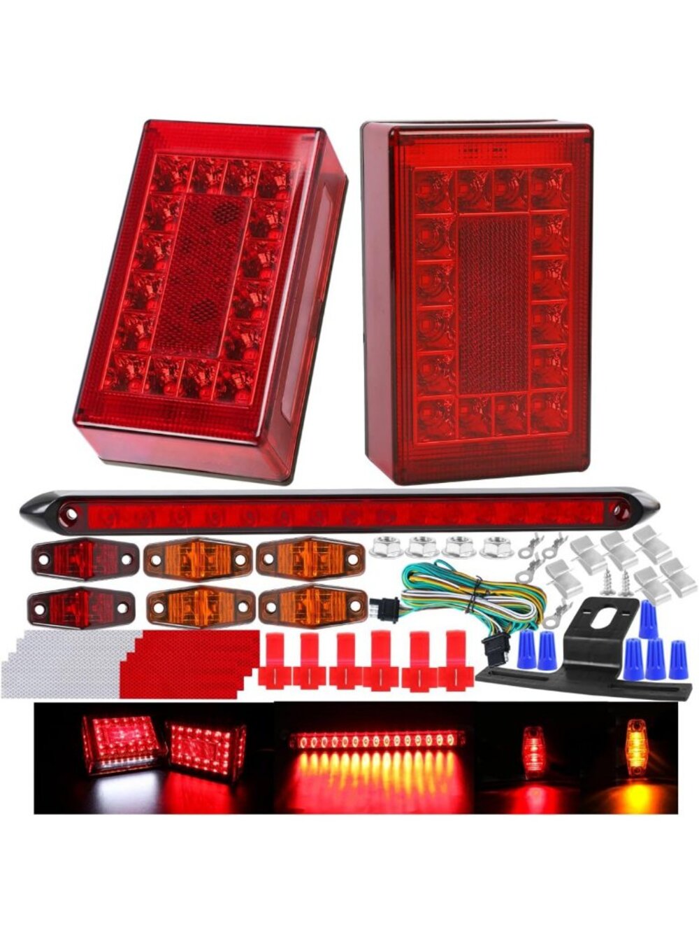 Submersible LED Boat Trailer Light Kit - 6" Rectangle Waterproof, Easy Install